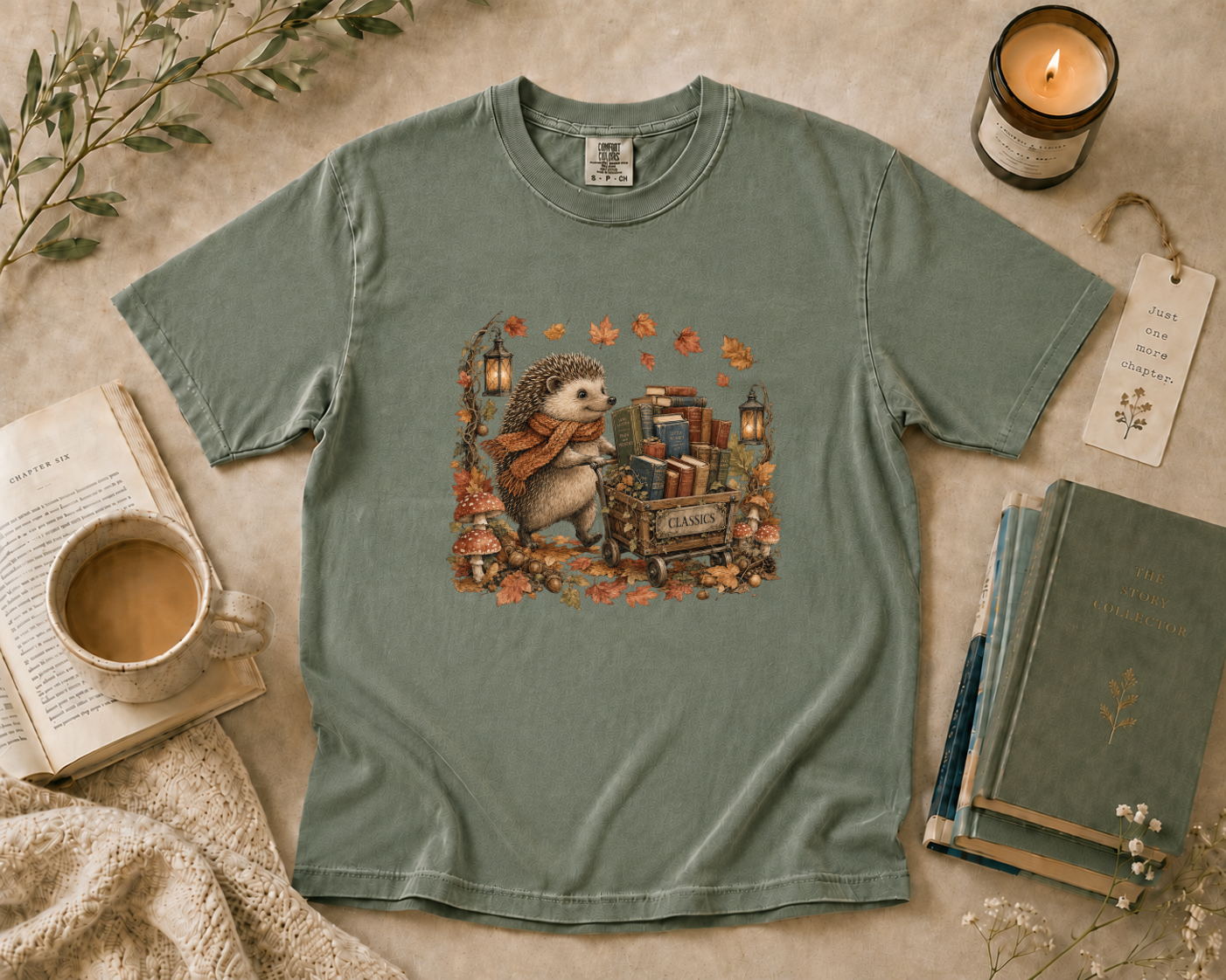 Hedgehog Book Cart T-Shirt