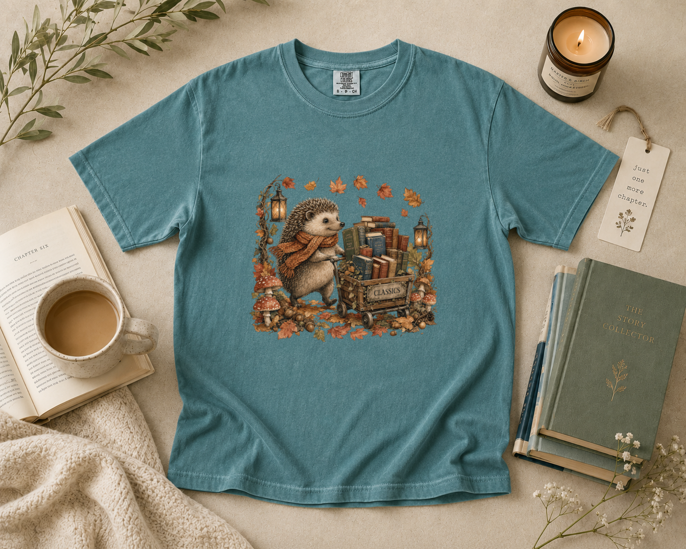 Hedgehog Book Cart T-Shirt