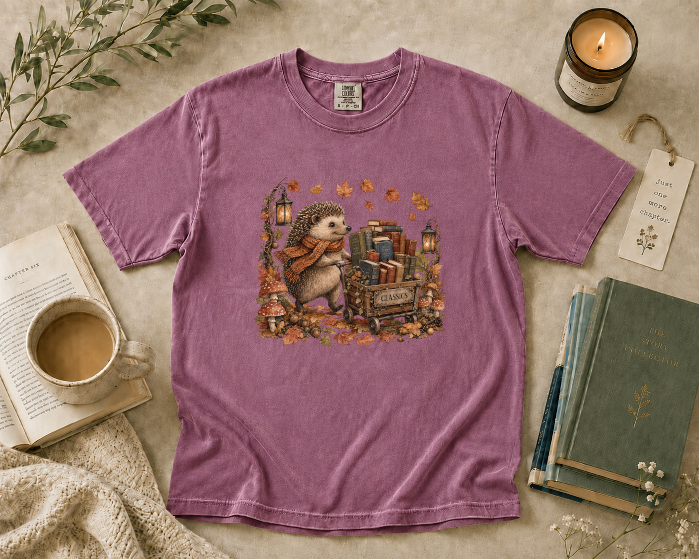 Hedgehog Book Cart T-Shirt
