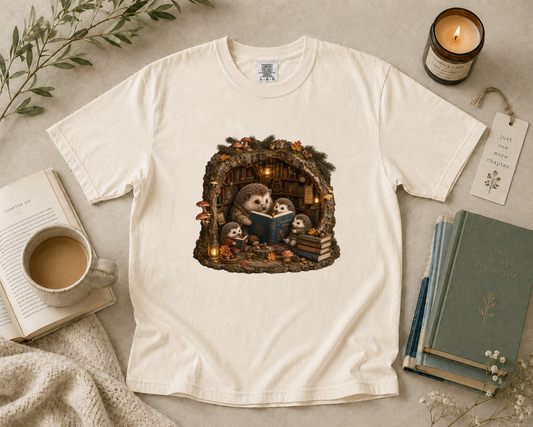 Woodland Hedgehog Library T-Shirt