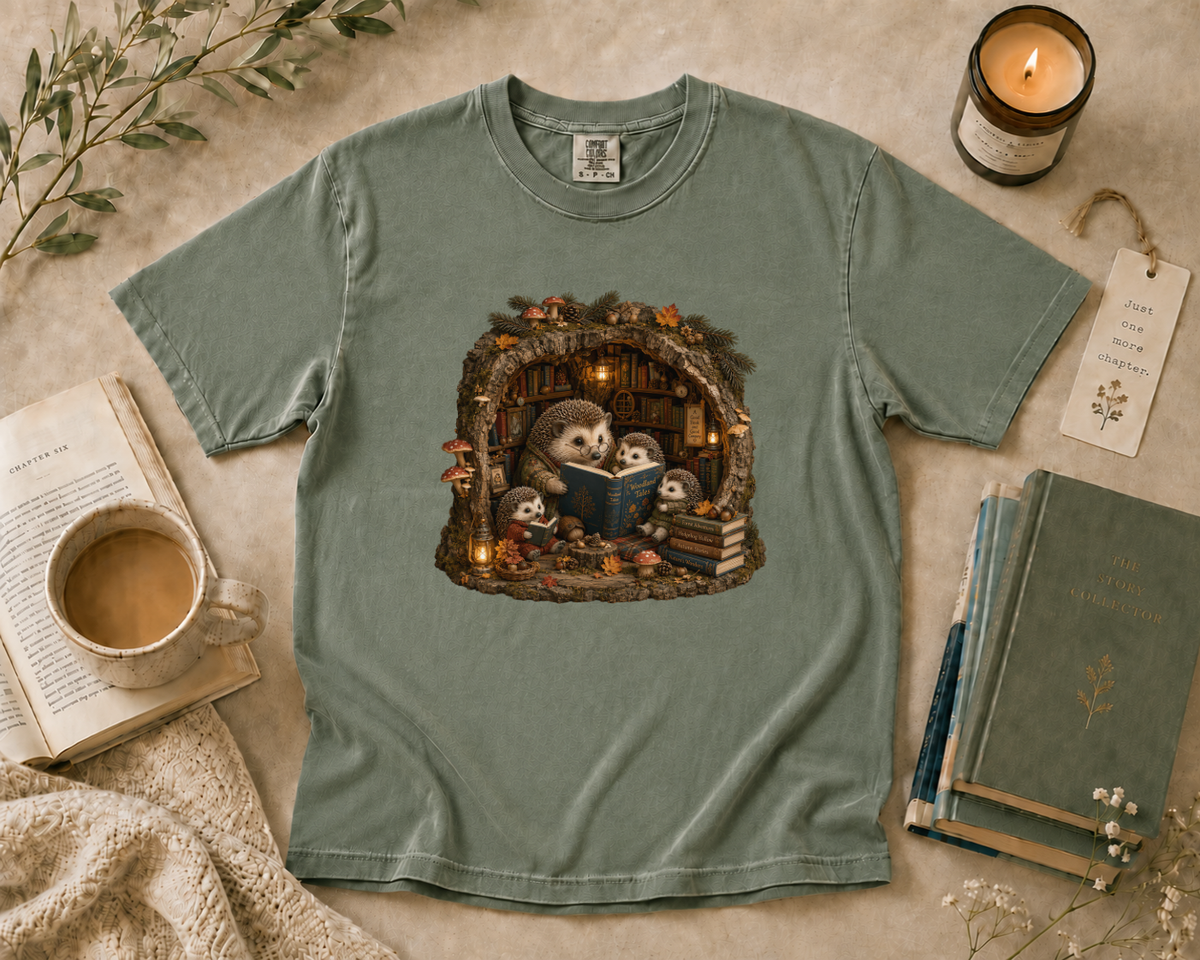 Woodland Hedgehog Library T-Shirt