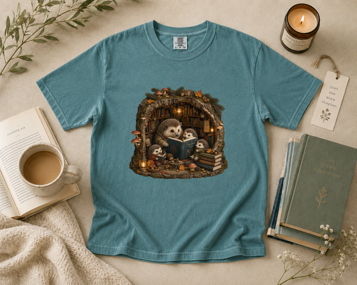 Woodland Hedgehog Library T-Shirt