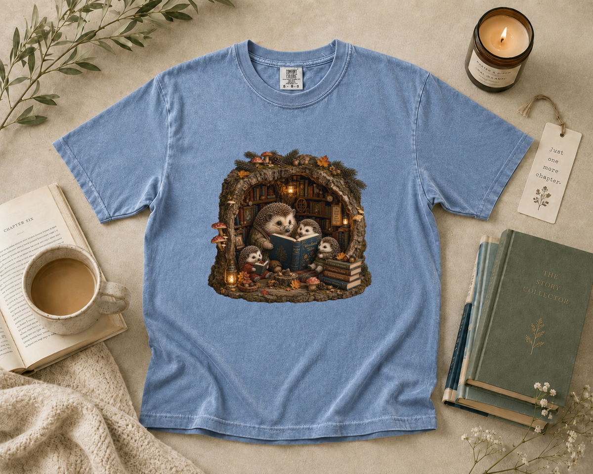 Woodland Hedgehog Library T-Shirt