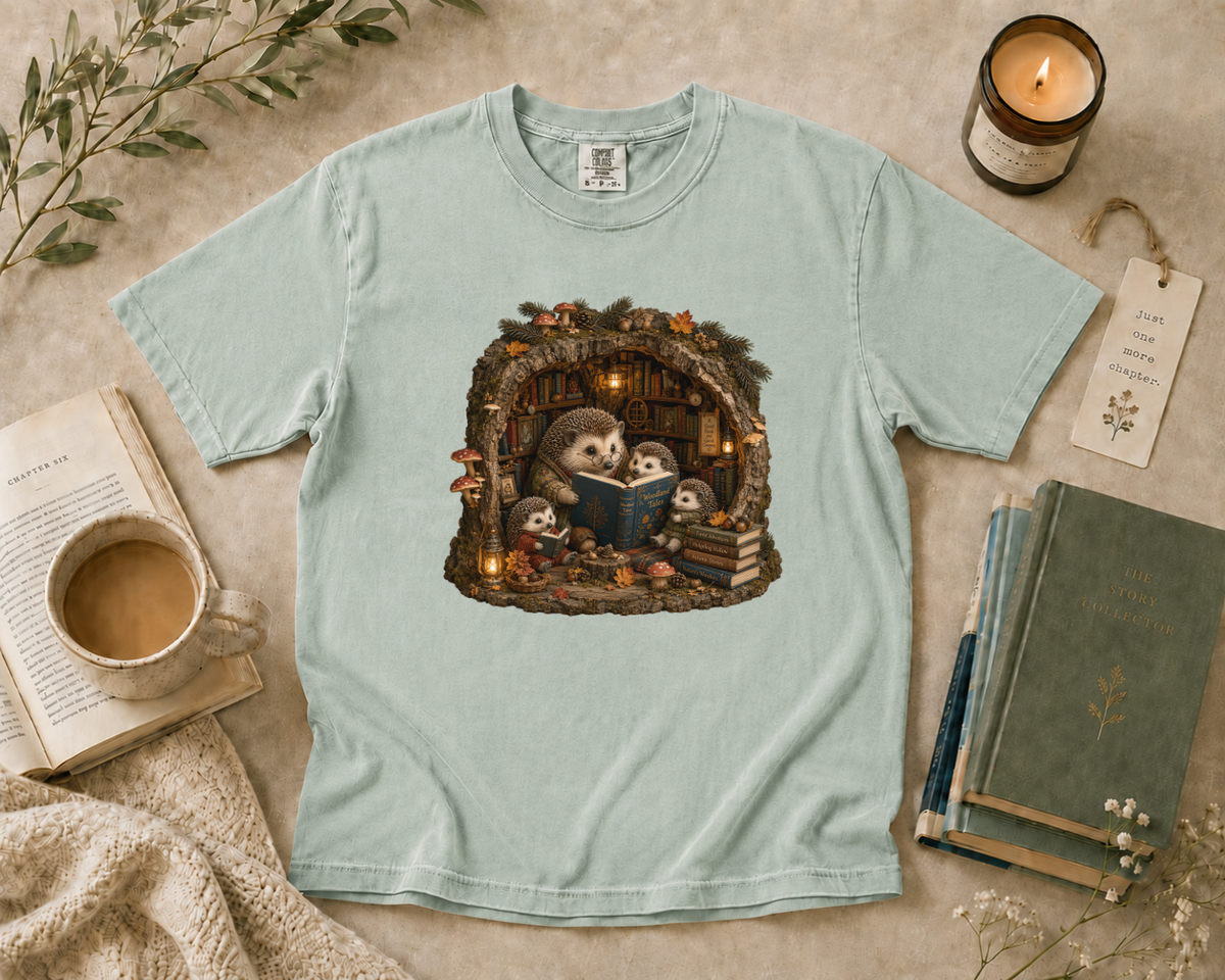 Woodland Hedgehog Library T-Shirt