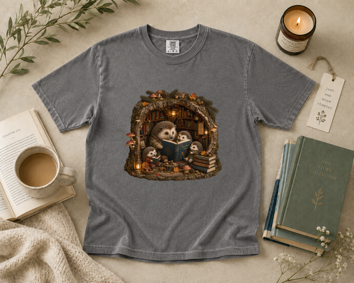 Woodland Hedgehog Library T-Shirt