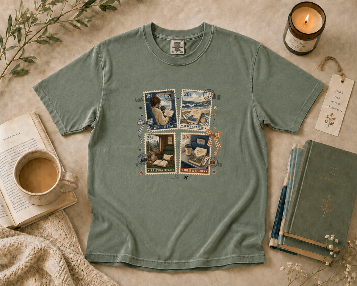 Travel Reading Postage Stamp T-Shirt