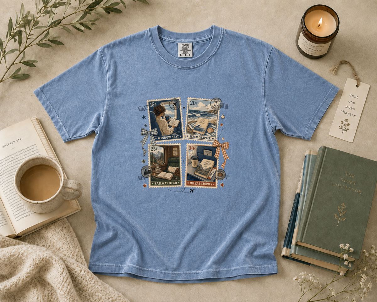 Travel Reading Postage Stamp T-Shirt