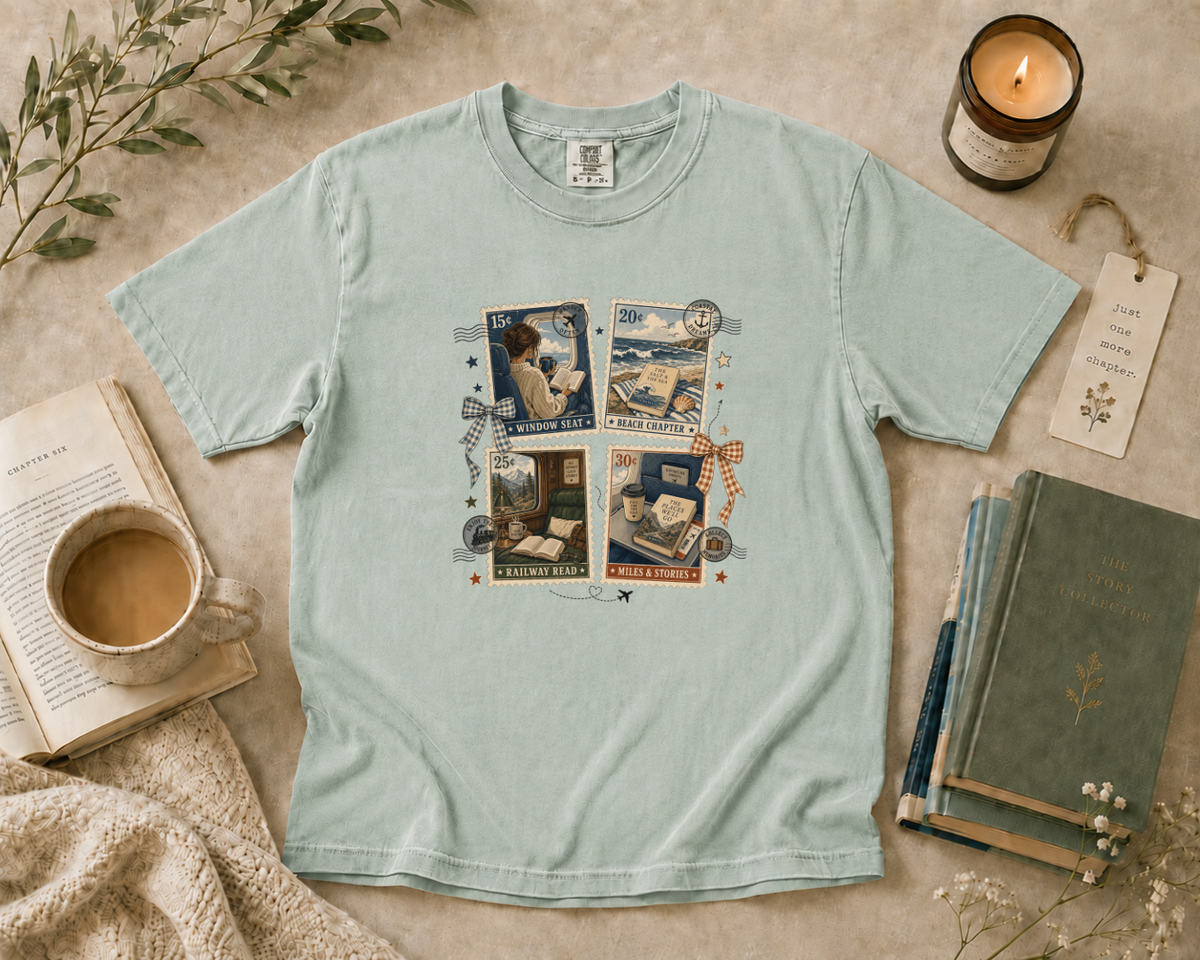 Travel Reading Postage Stamp T-Shirt