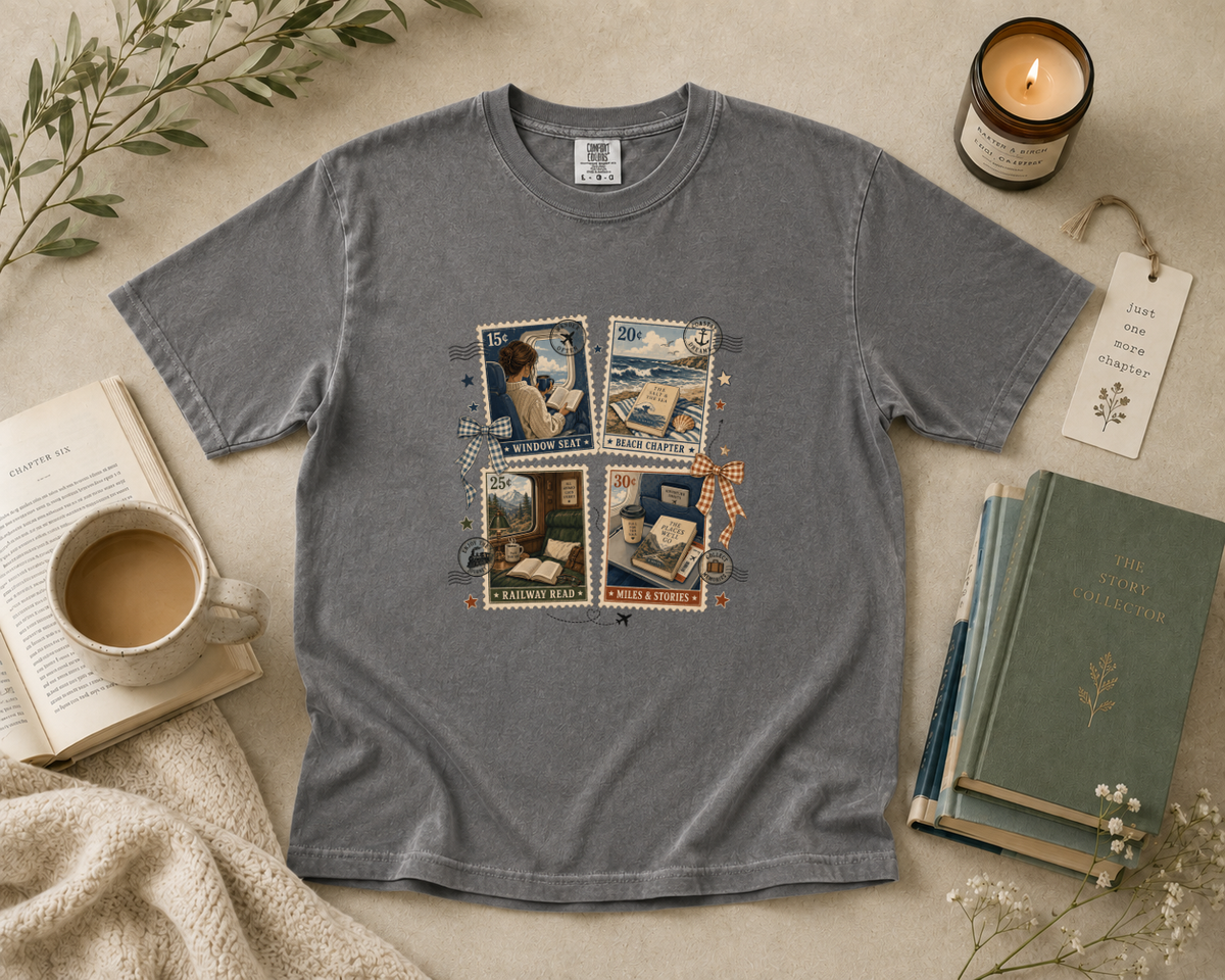 Travel Reading Postage Stamp T-Shirt