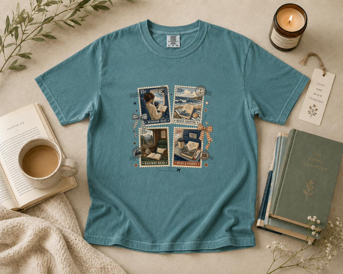 Travel Reading Postage Stamp T-Shirt