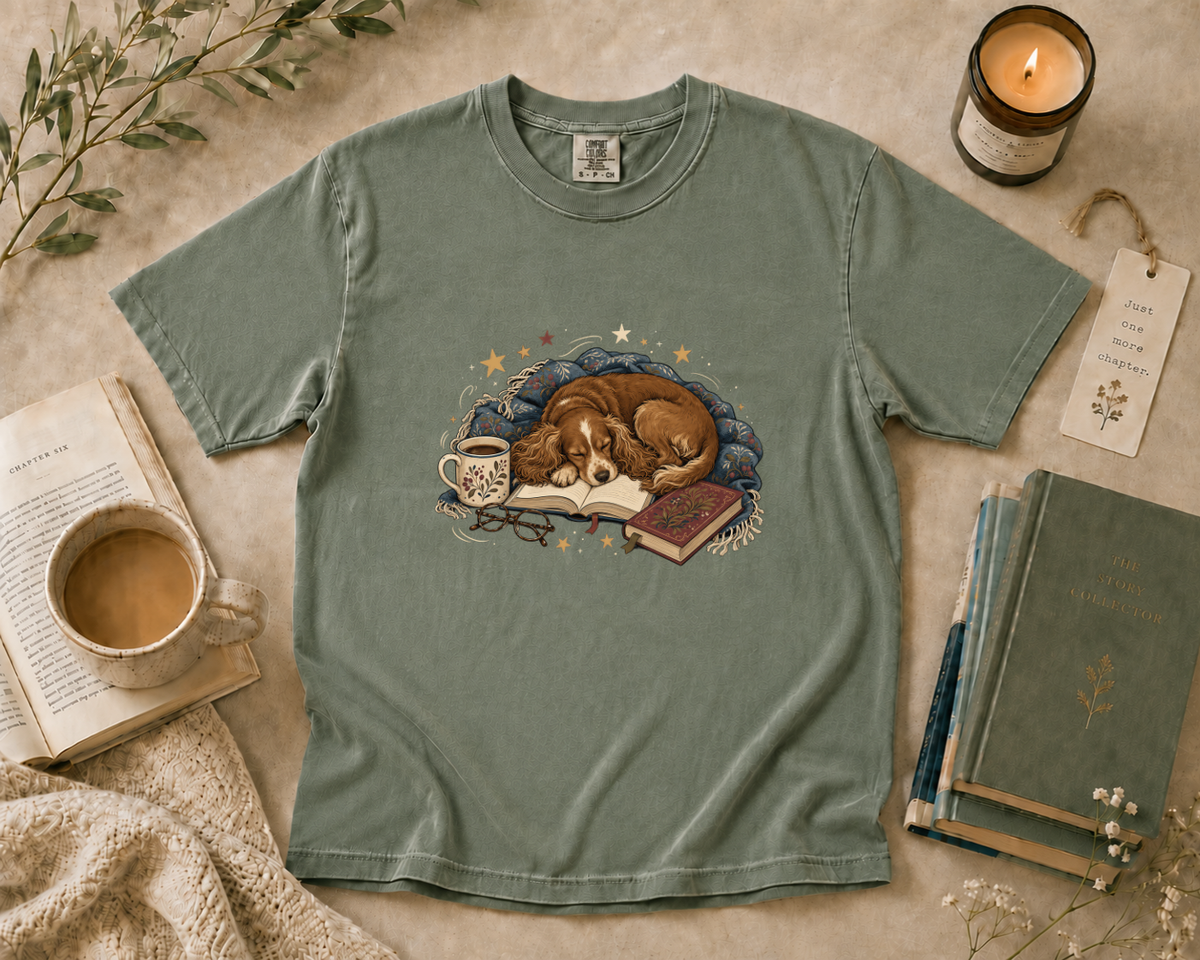 Cozy Dog and Book T-Shirt