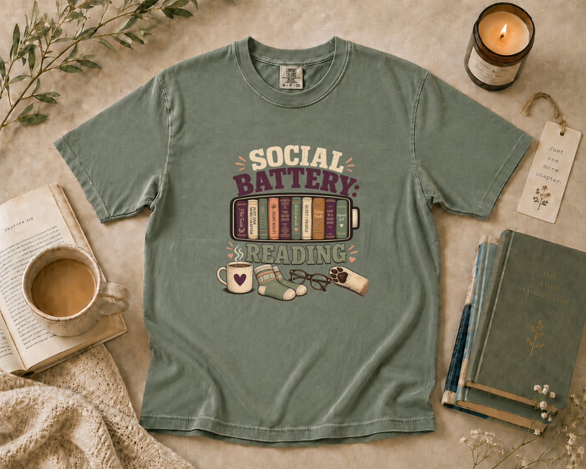 Social Battery Reading T-Shirt