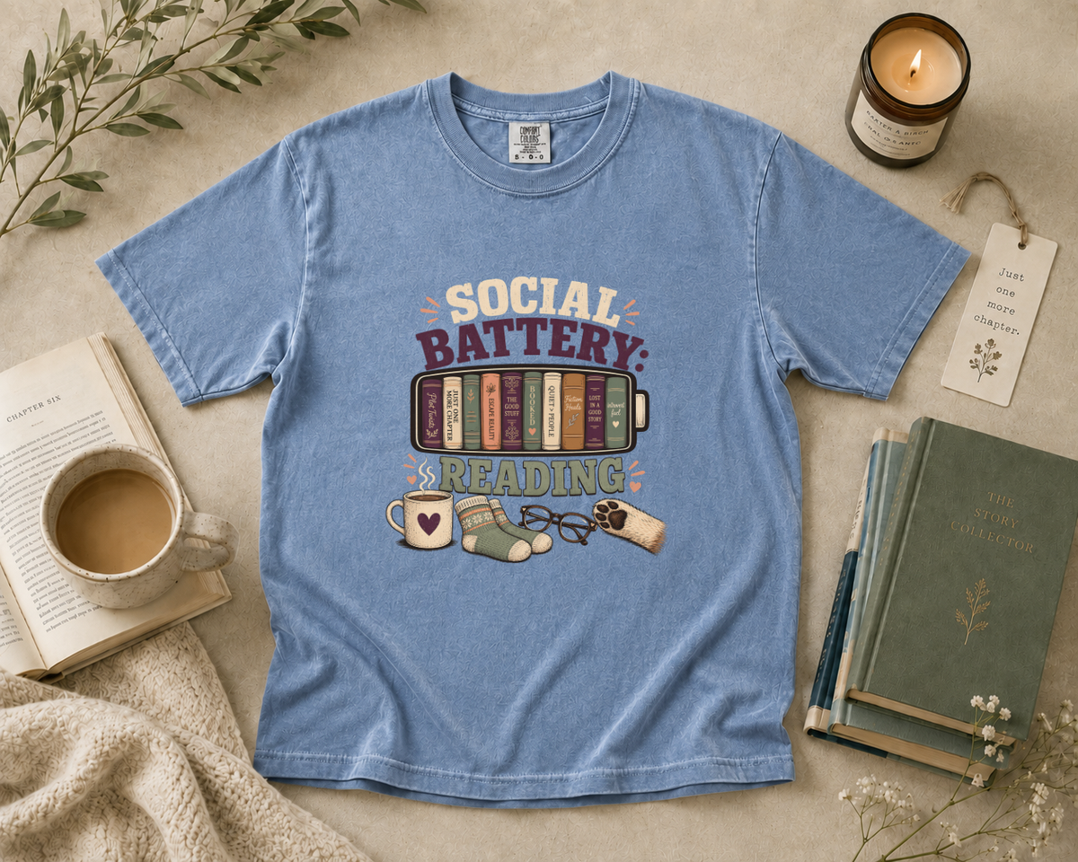 Social Battery Reading T-Shirt