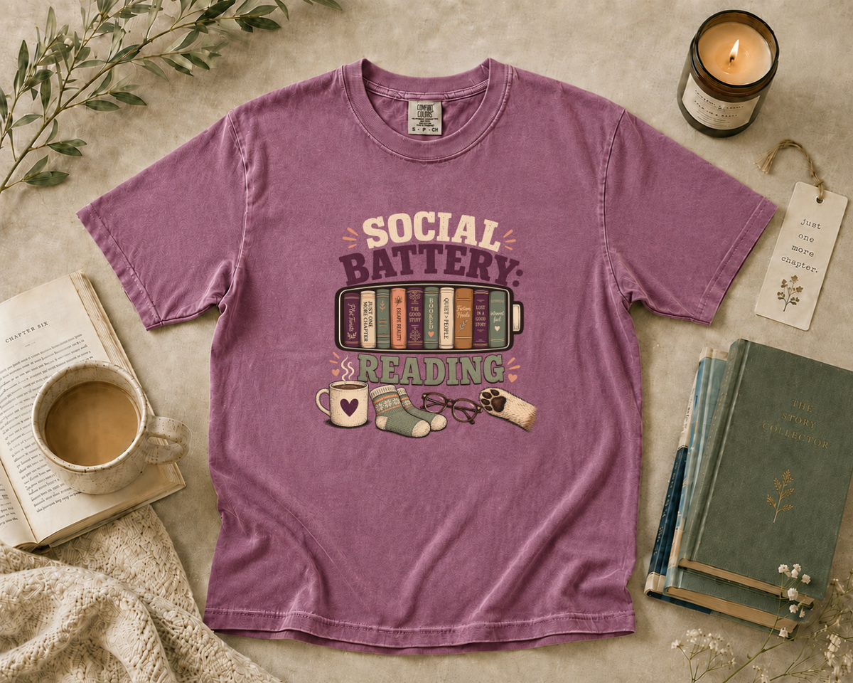 Social Battery Reading T-Shirt