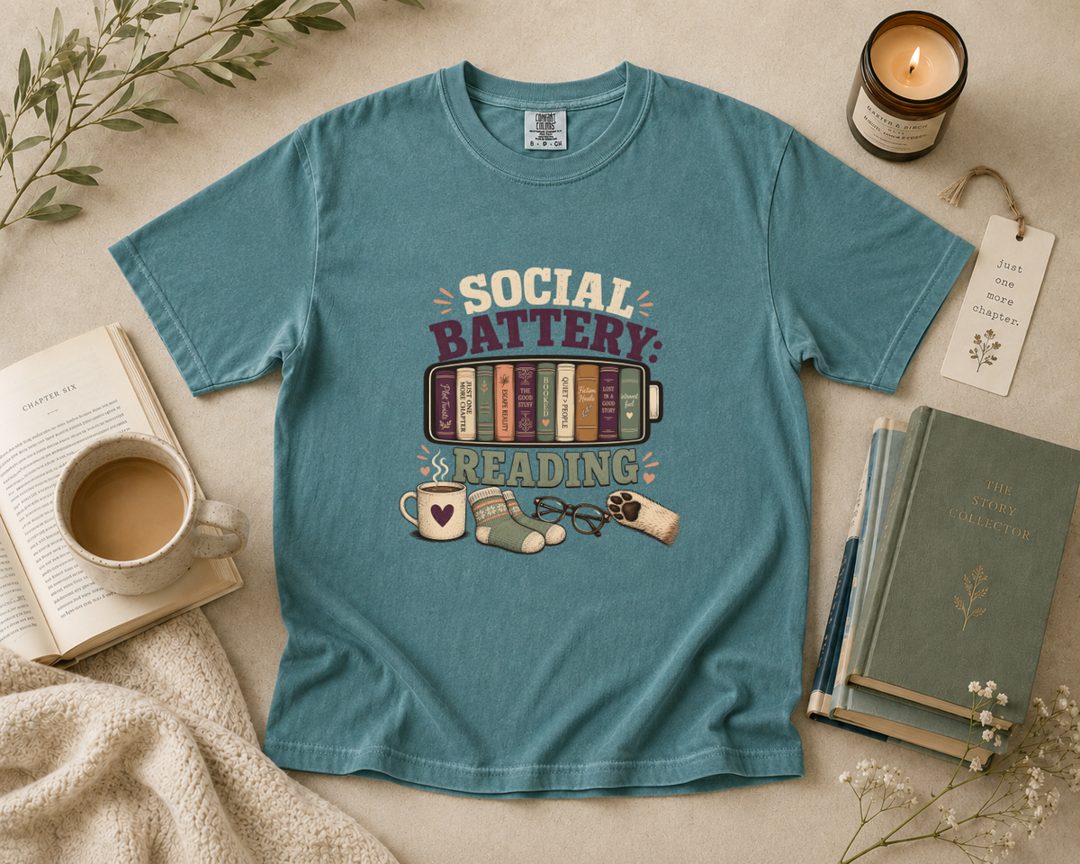 Social Battery Reading T-Shirt