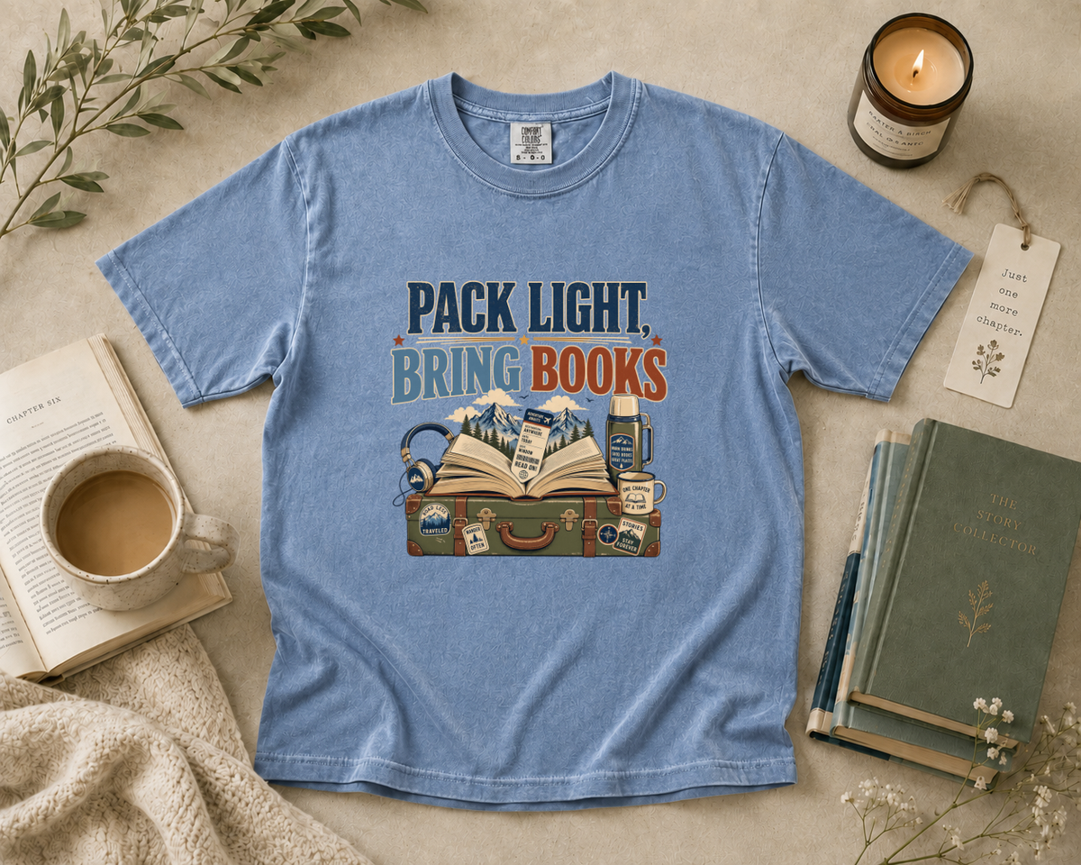 Pack Light Bring Books (Mountain Version) T-Shirt