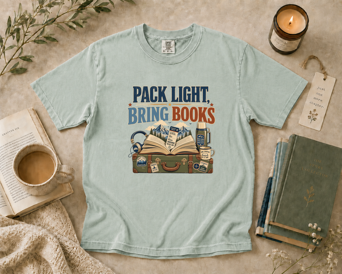 Pack Light Bring Books (Mountain Version) T-Shirt