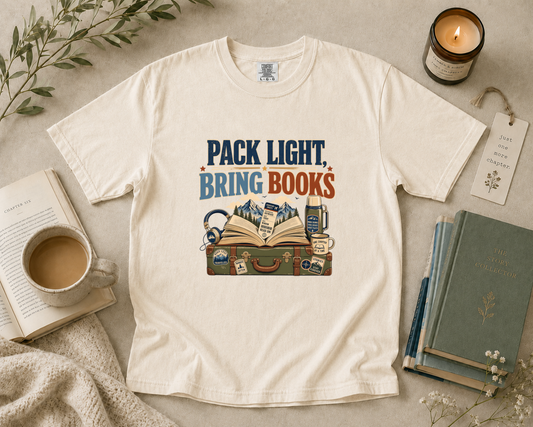 Pack Light Bring Books (Mountain Version) T-Shirt