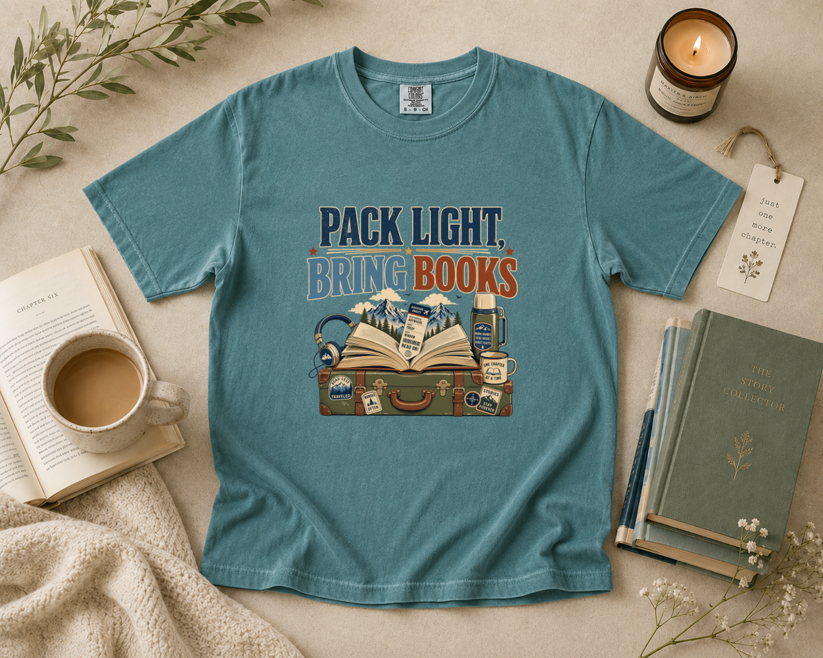 Pack Light Bring Books (Mountain Version) T-Shirt