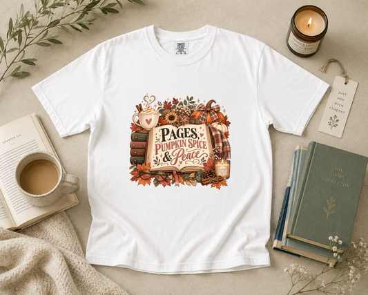 Pages Pumpkin Spice & Peace T-Shirt