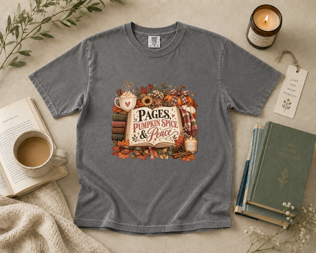 Pages Pumpkin Spice & Peace T-Shirt