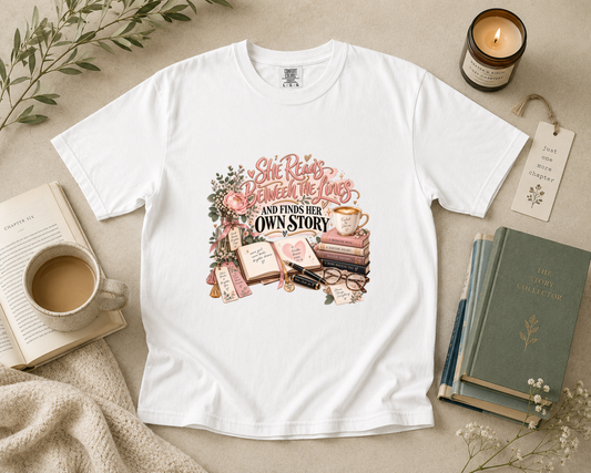 She Reads Between the Lines and Finds Her Own Story T-Shirt