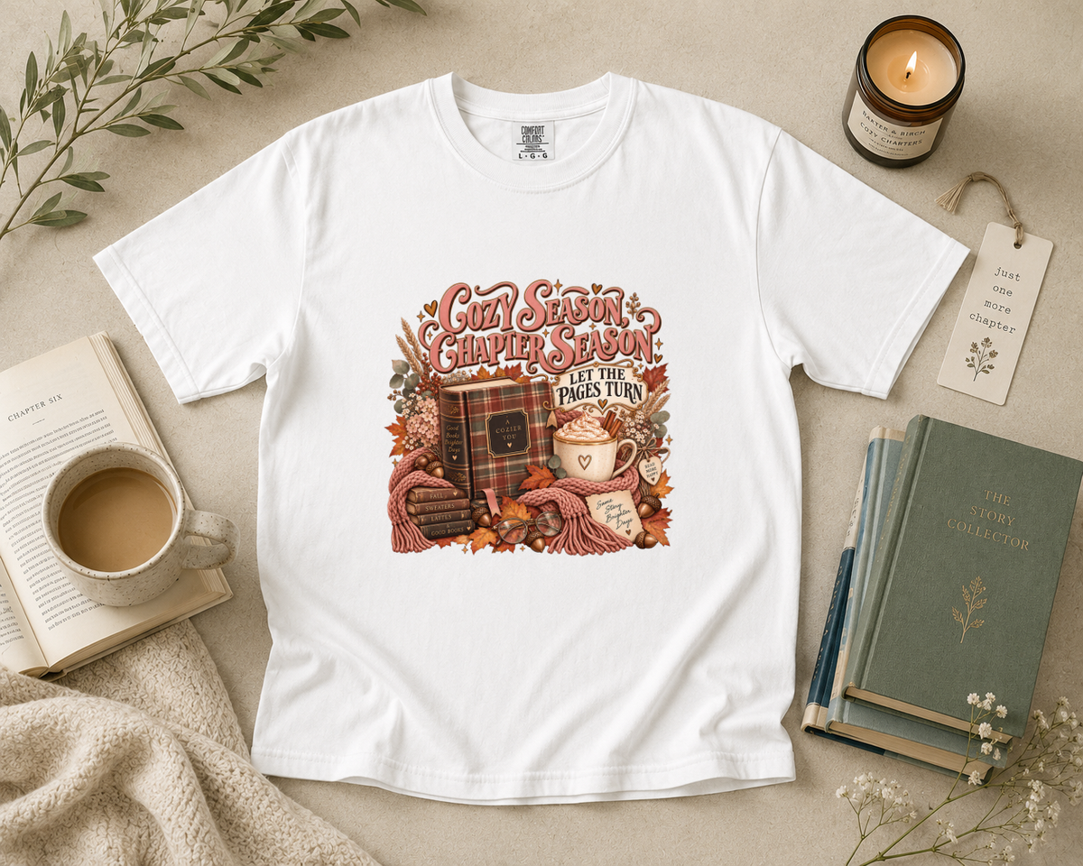 Cozy Season Chapter Season, Let the Pages Turn T-Shirt